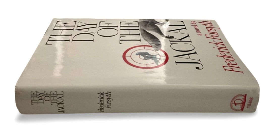 Book titled 'The Day of the Jackal' by Frederick Forsyth on a white background