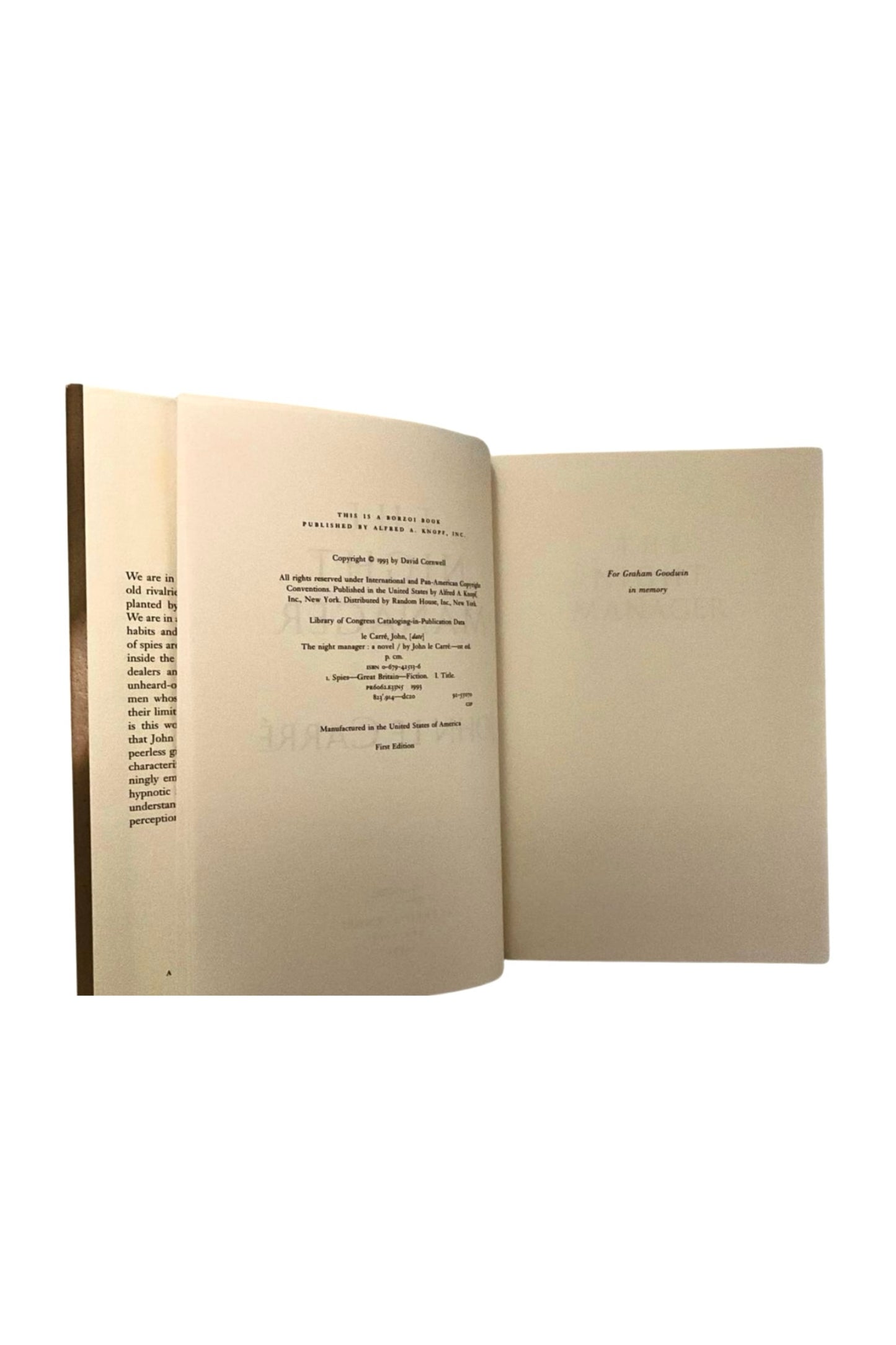 Open book showing the copyright page on a white background