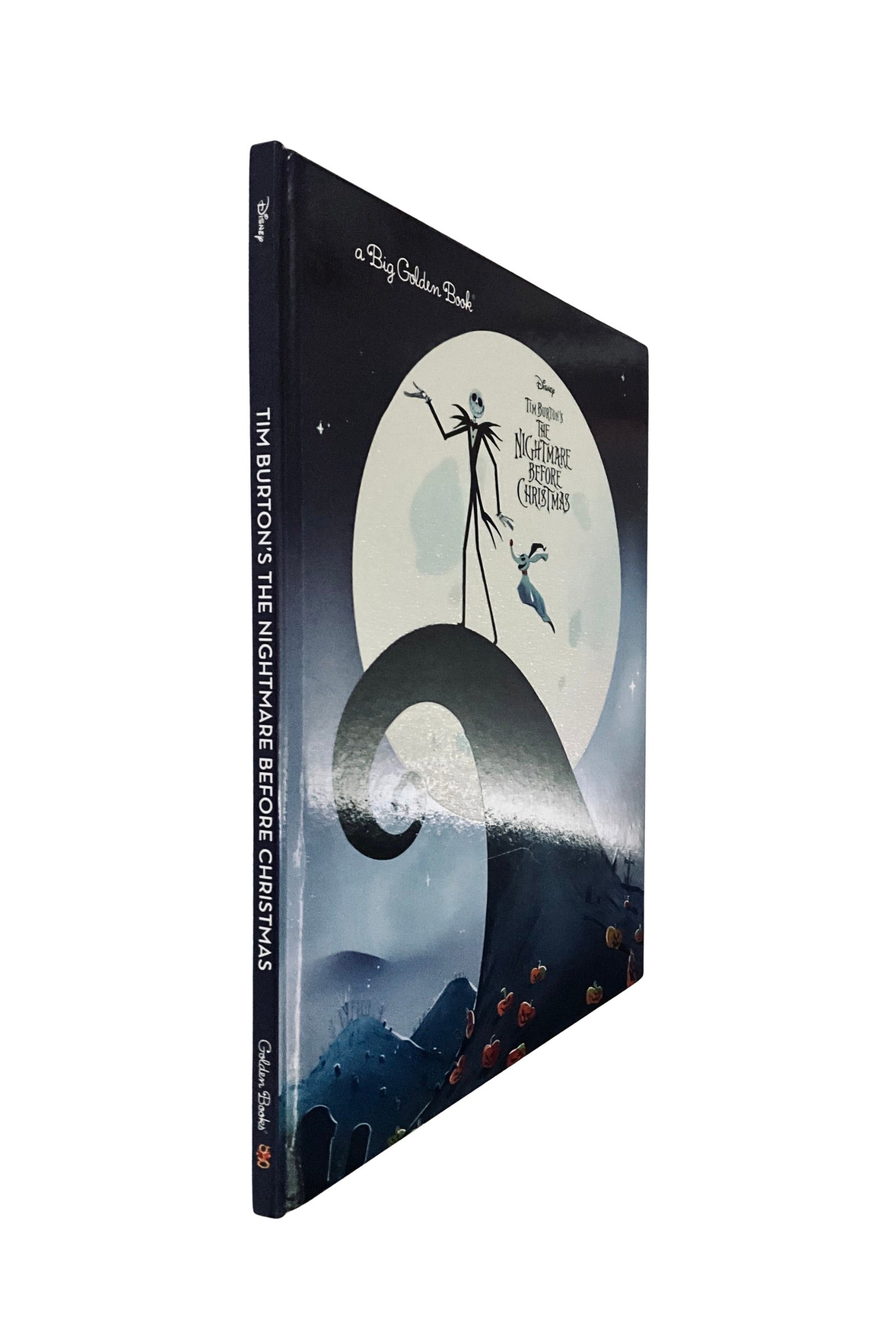 Book cover of 'The Nightmare Before Christmas' with Jack Skellington and Sally against a moonlit sky.