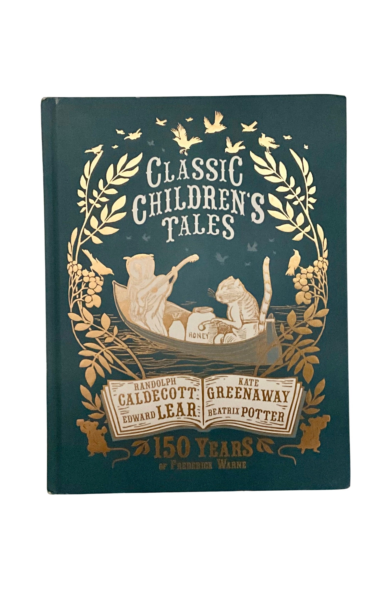 Book cover of 'Classic Children's Tales' with gold design and illustrations on a green background