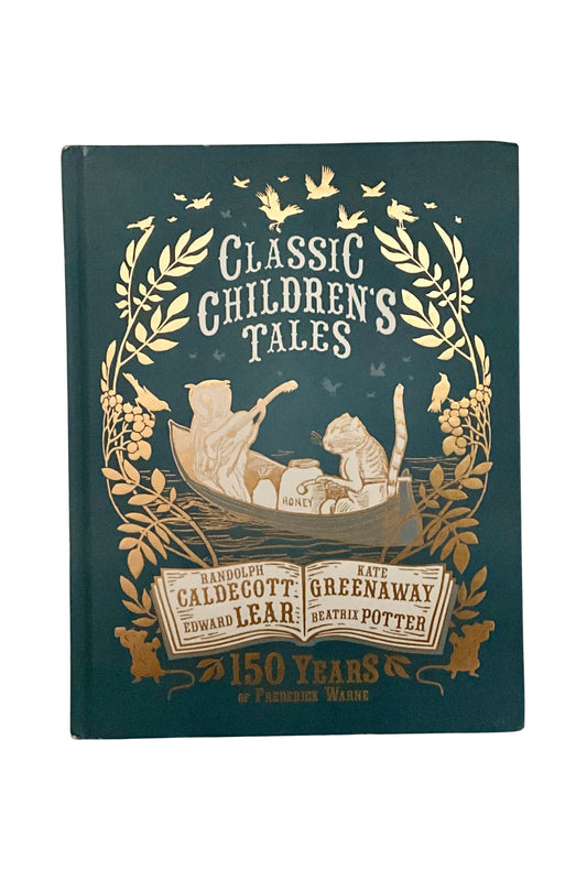 Book cover of 'Classic Children's Tales' with gold design and illustrations on a green background