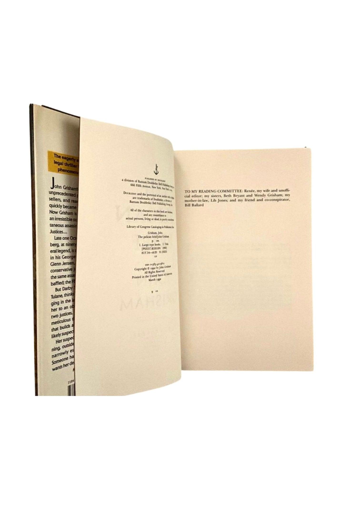 The Pelican Brief 1992 First Edition HCDJ