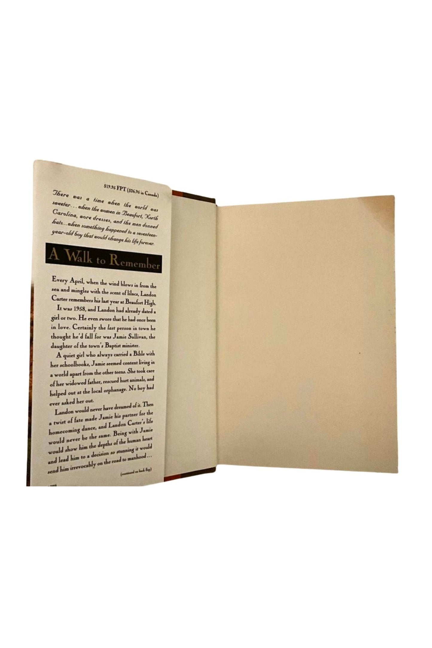 A Walk to Remember, 1999 First Edition HCDJ