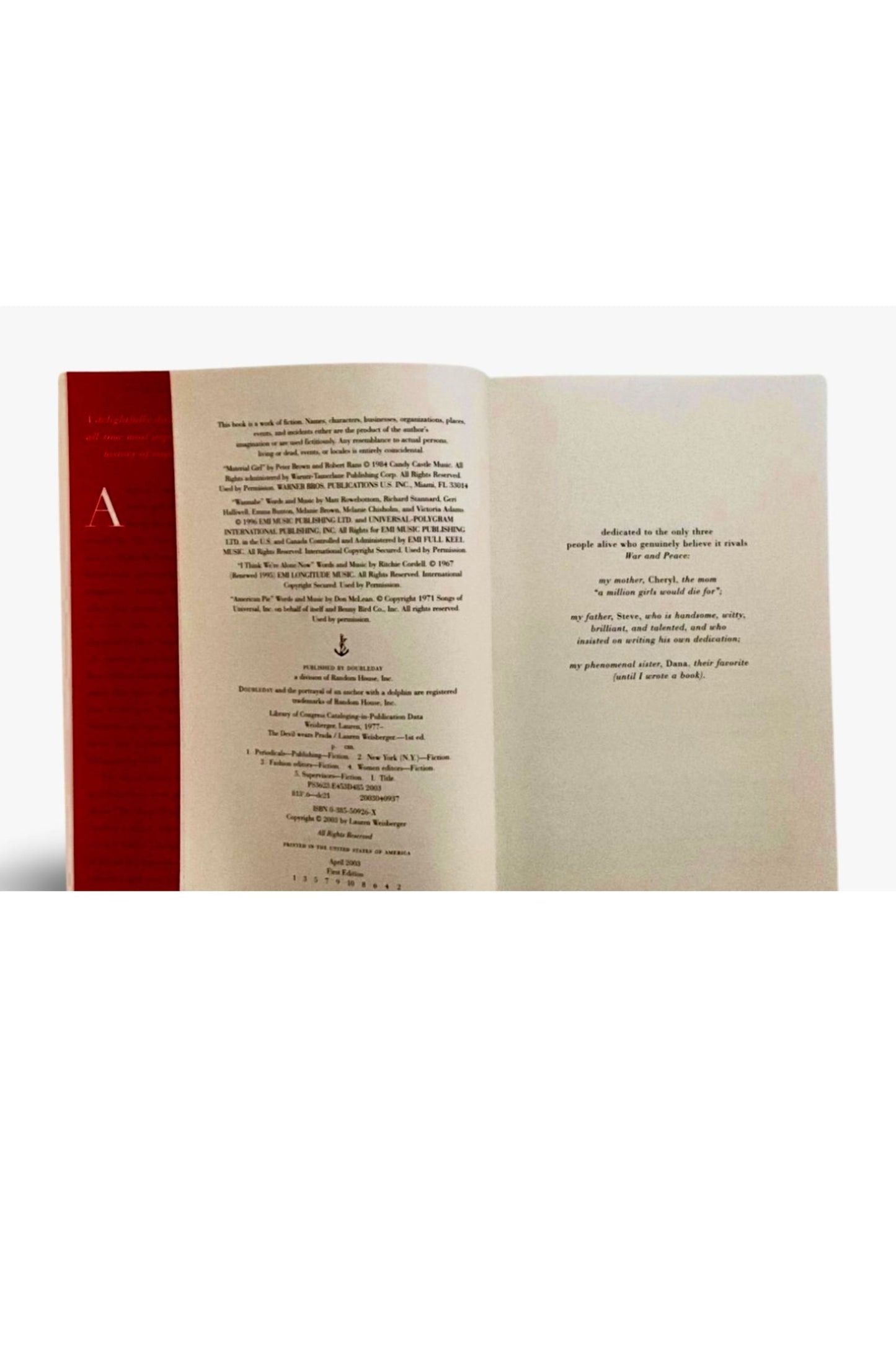 The Devil Wears Prada 2003 First Edition, First Printing HCDJ, very Good