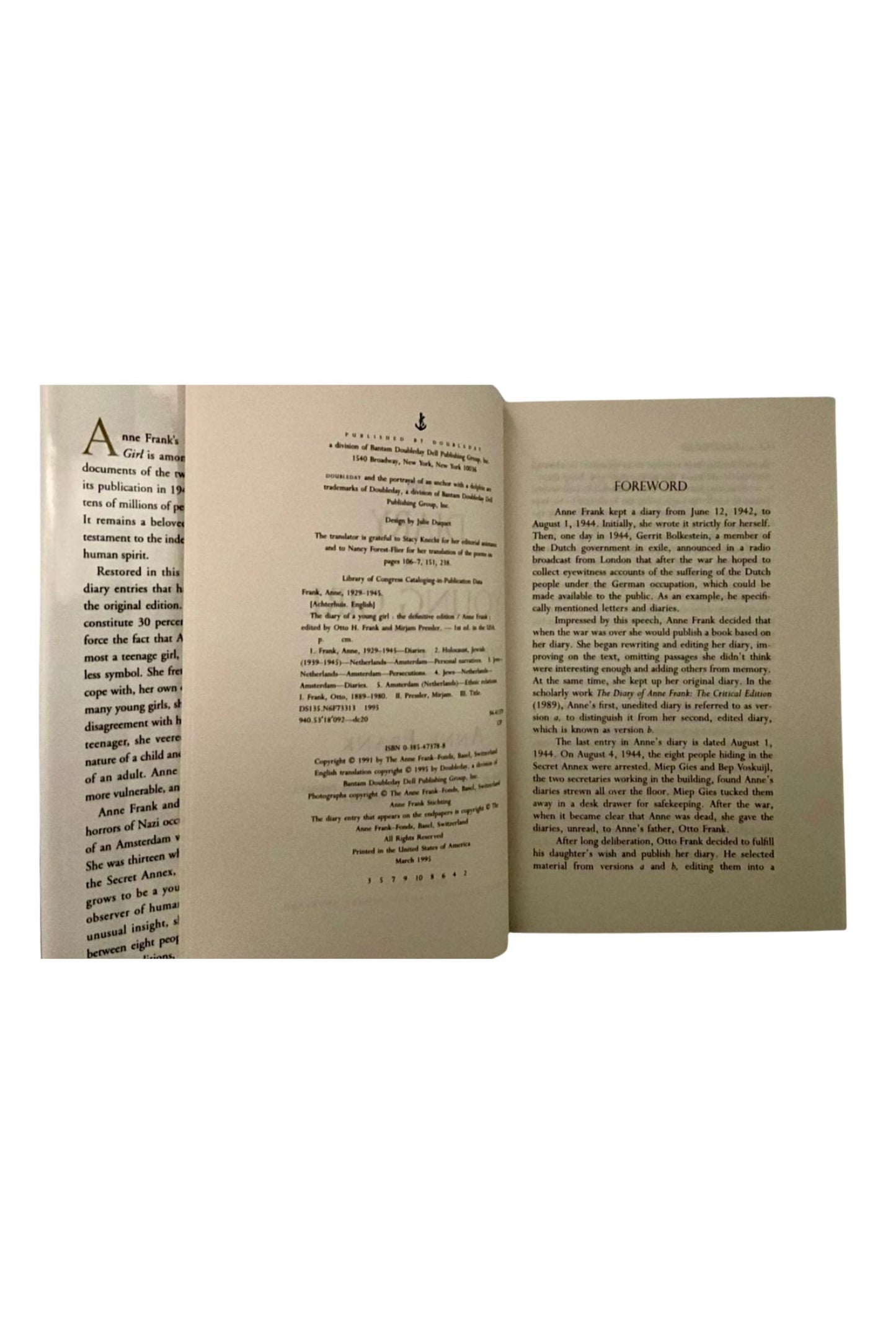 Diary of a Young Girl: The Definitive Edition by Anne Frank (1995, Doubleday)