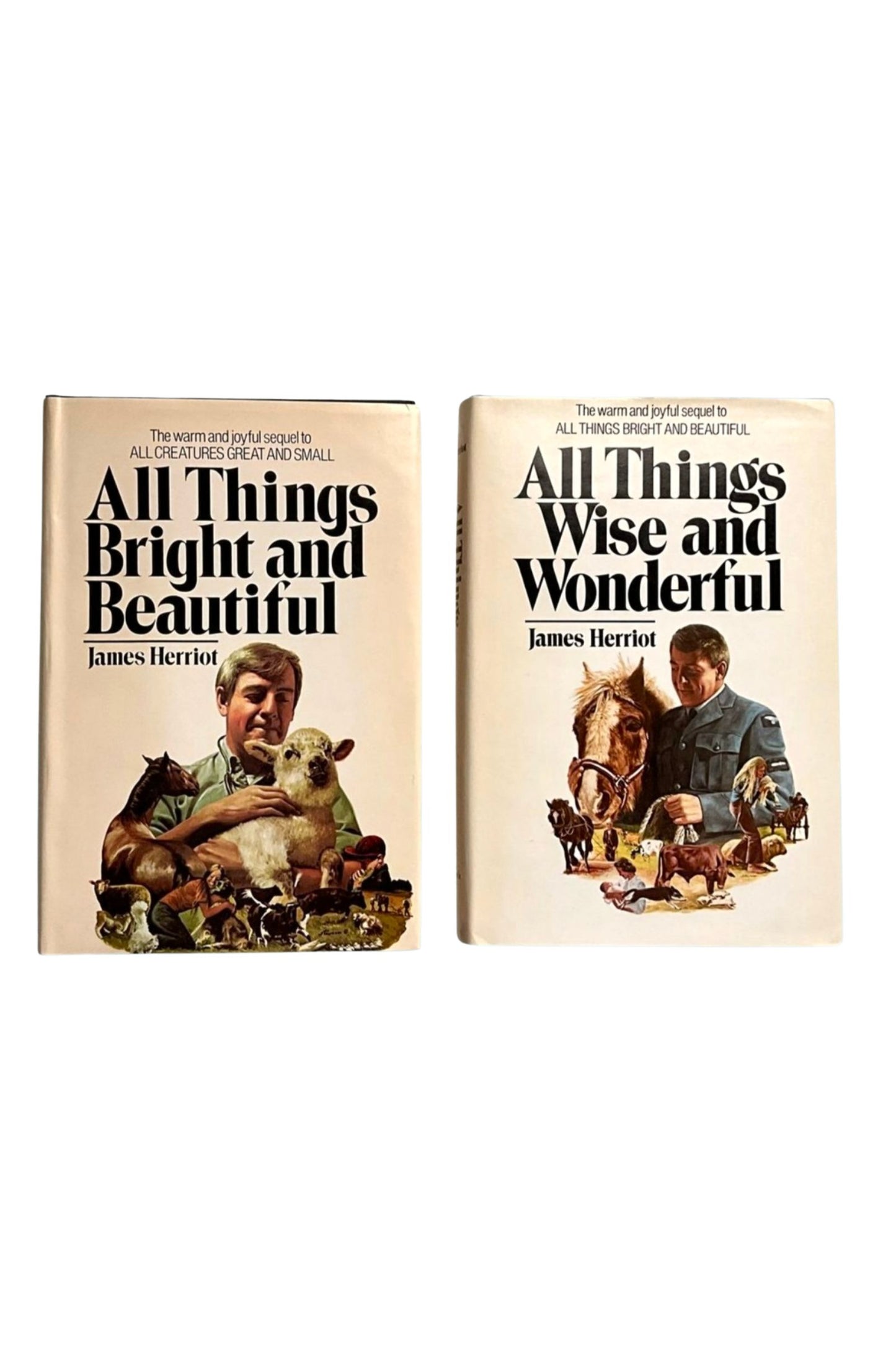All Things Bright and Beautiful/ All Things Wise and Wonderful - James Herriot (Book Club Edition 2-Book Vintage Set, 1970s)