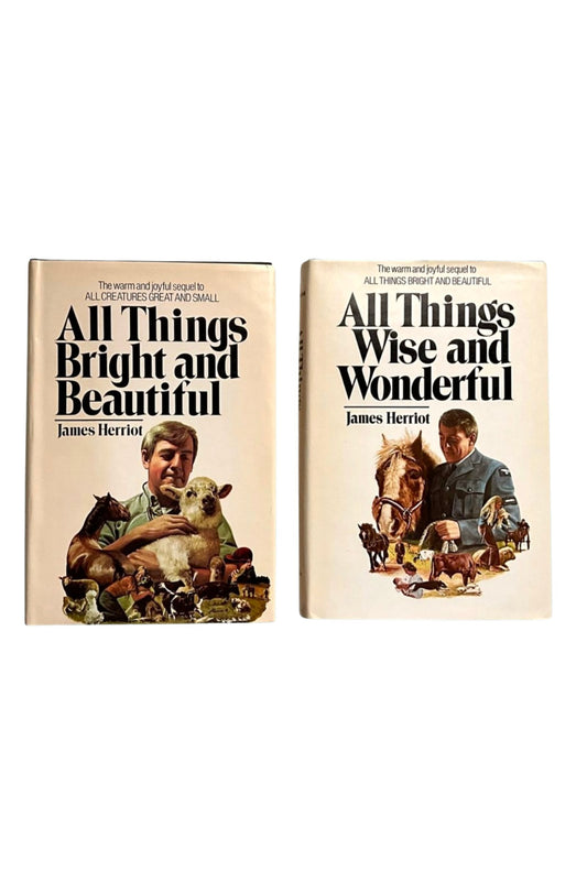 All Things Bright and Beautiful/ All Things Wise and Wonderful - James Herriot (Book Club Edition 2-Book Vintage Set, 1970s)