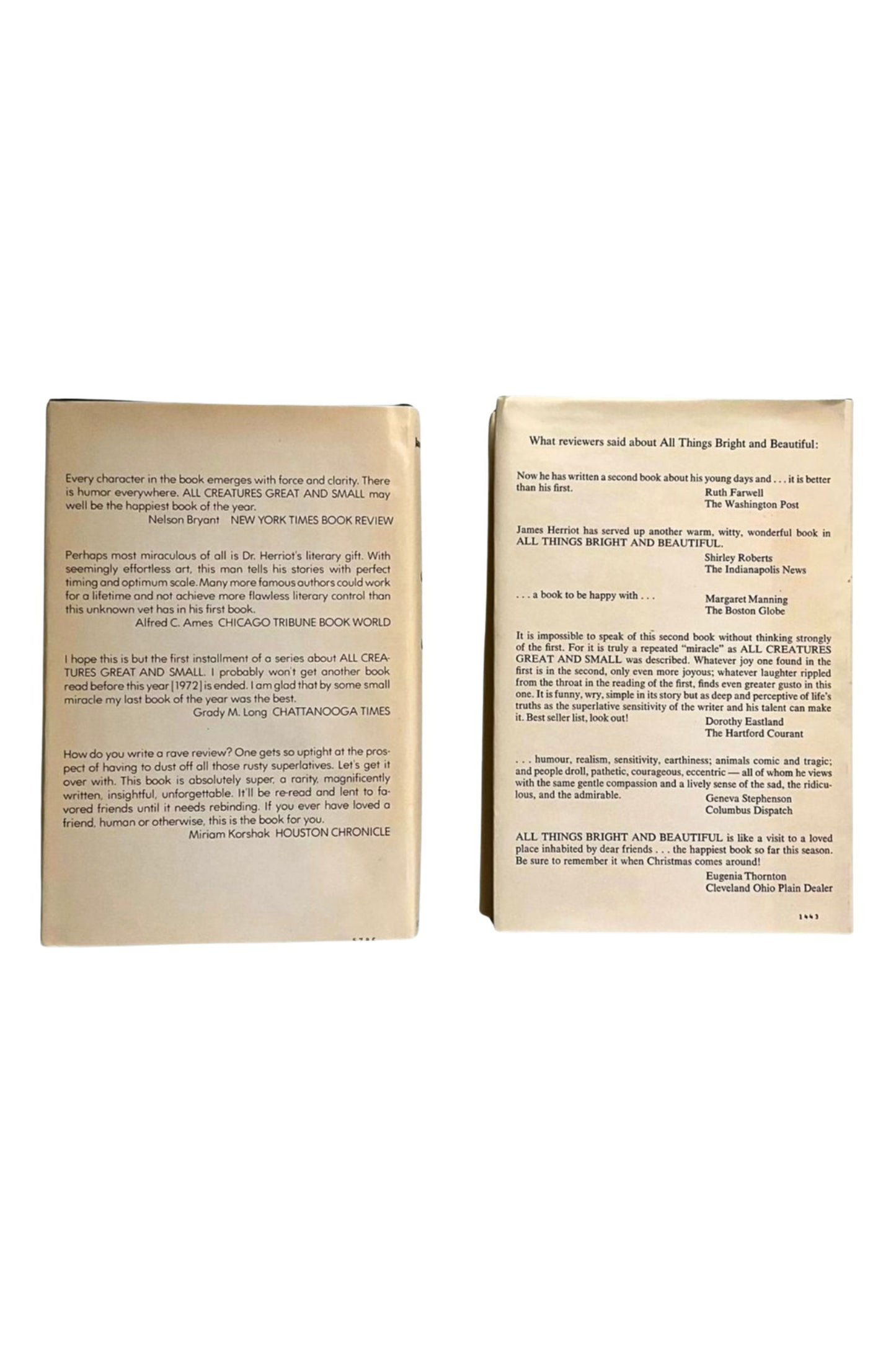 All Things Bright and Beautiful/ All Things Wise and Wonderful - James Herriot (Book Club Edition 2-Book Vintage Set, 1970s)