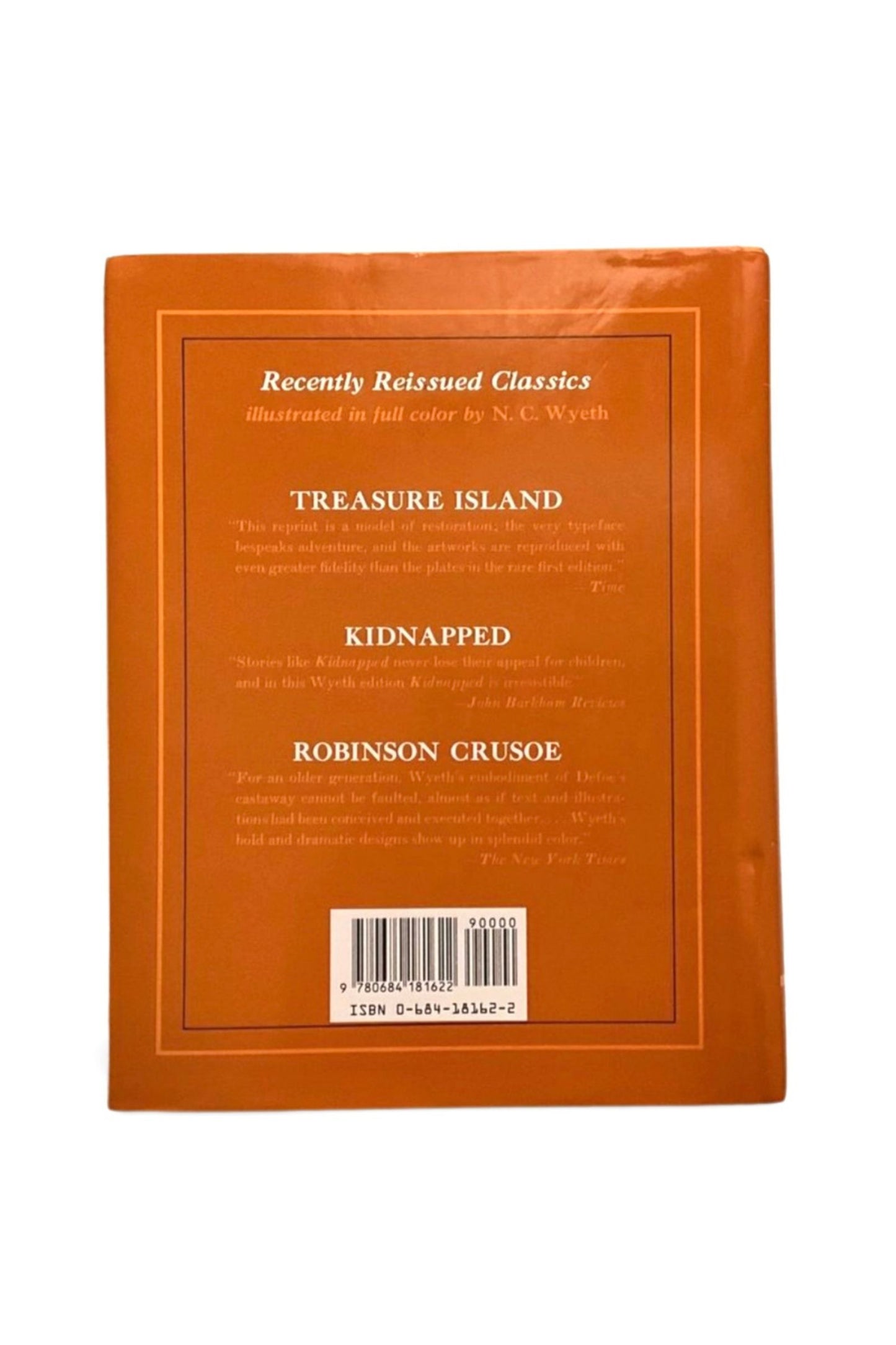 Orange back cover of a book with text and a barcode on white
 background