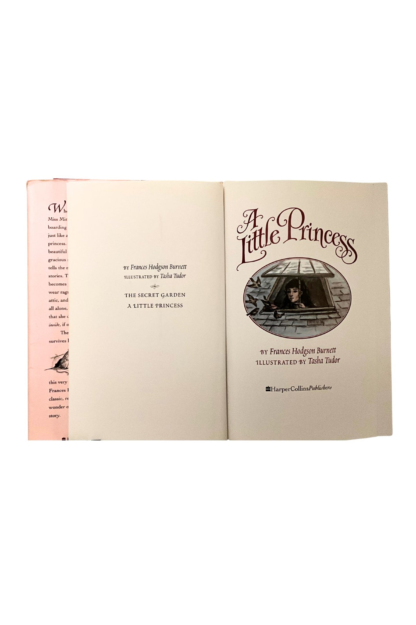 Open book showing the title page on a white background