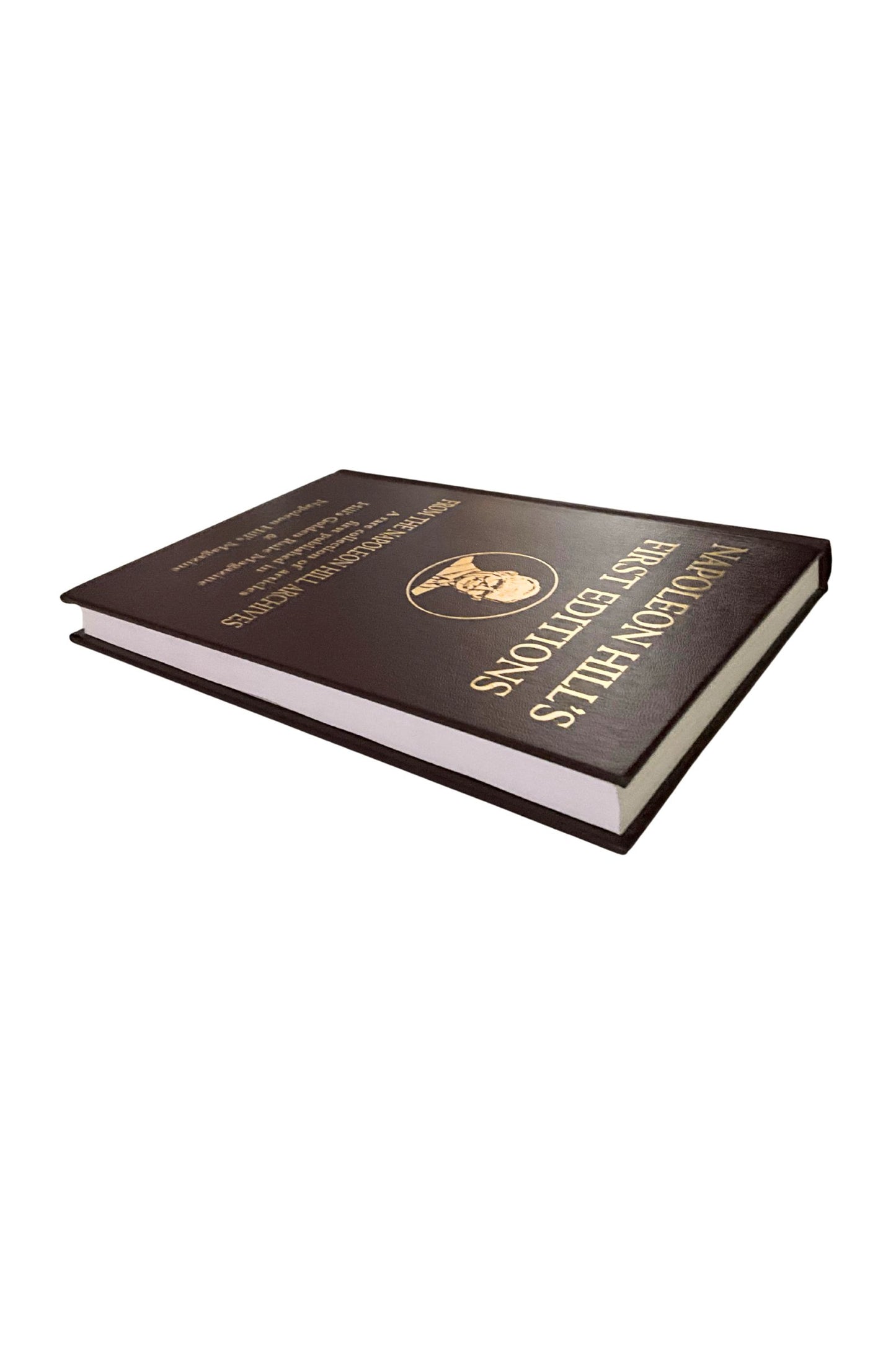 Book with gold text on a white background