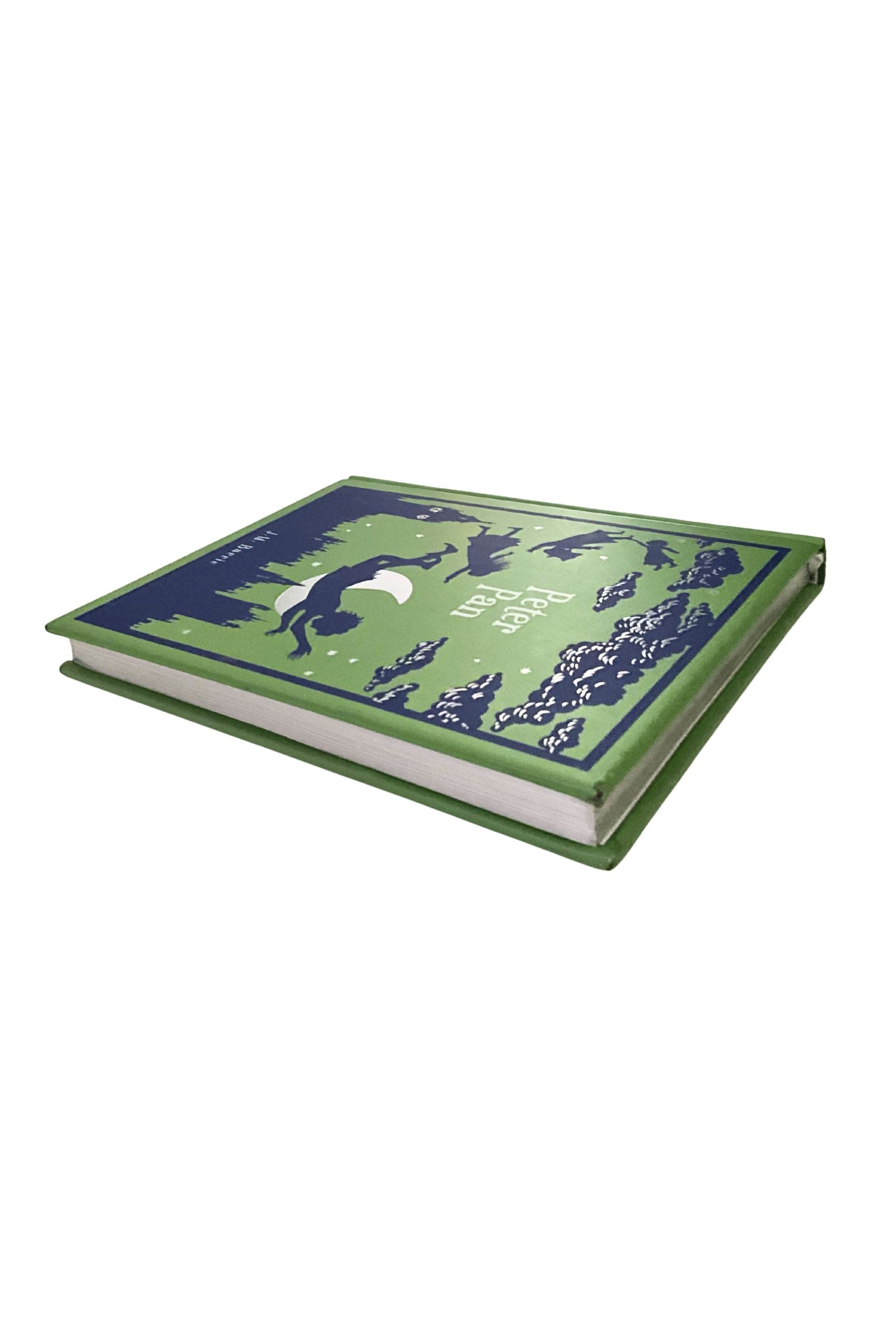 Green book with blue illustrations on a white background