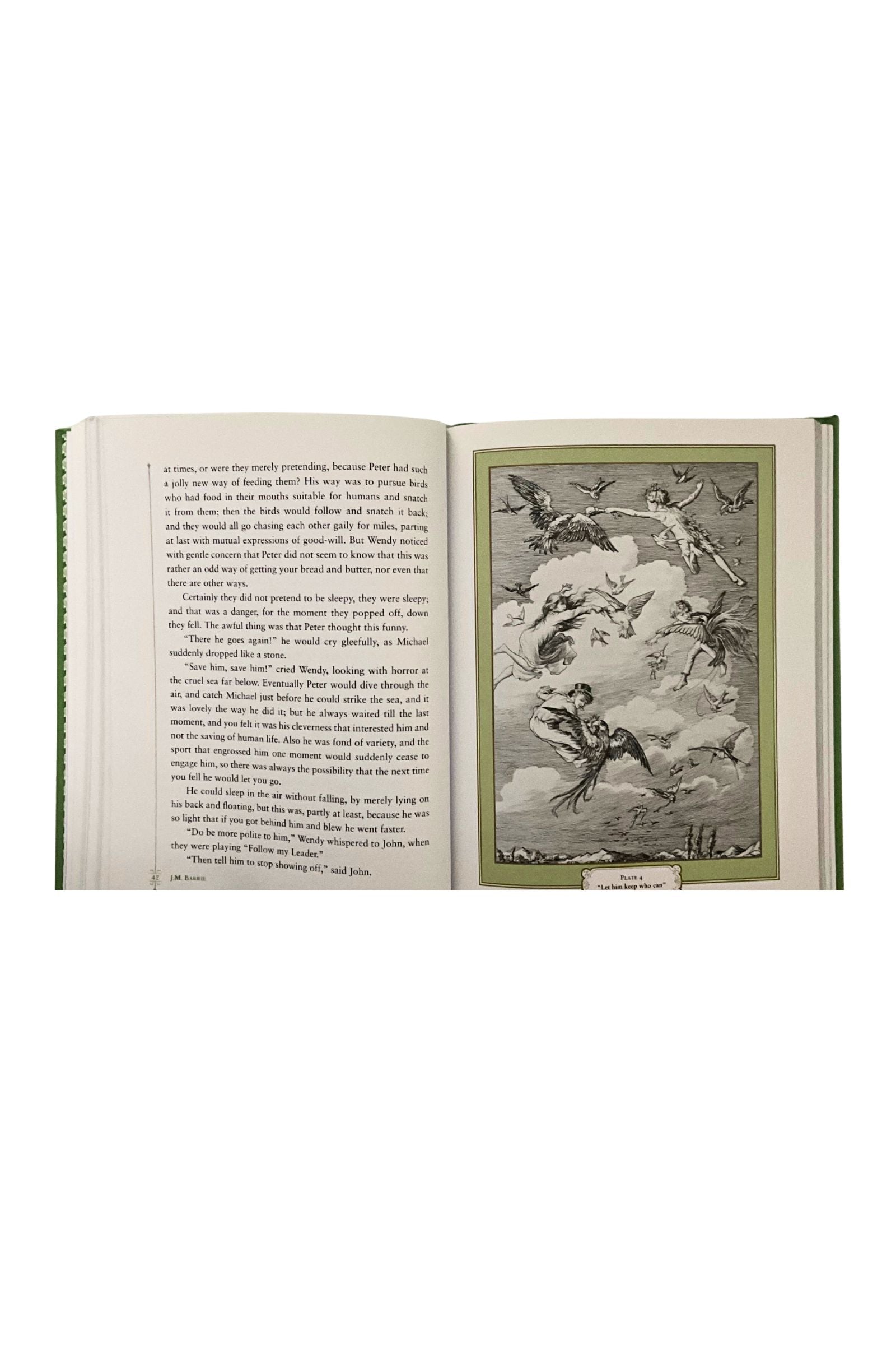 Open book with illustrations on a white background