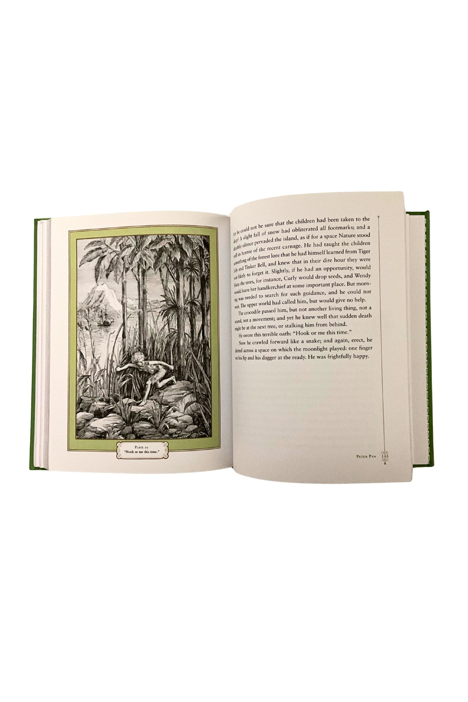 Open book with illustration and text on a white background