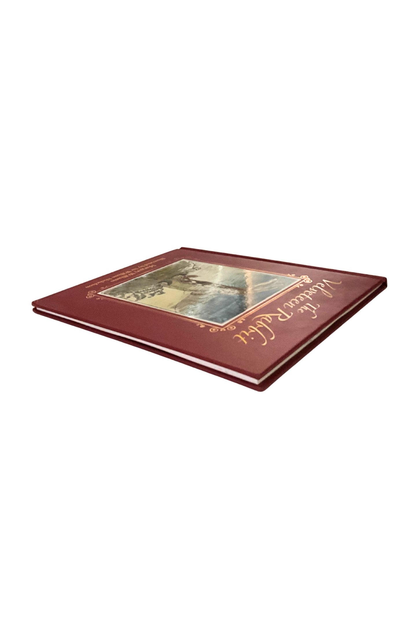 Red hardbound book with illustration on a white background
