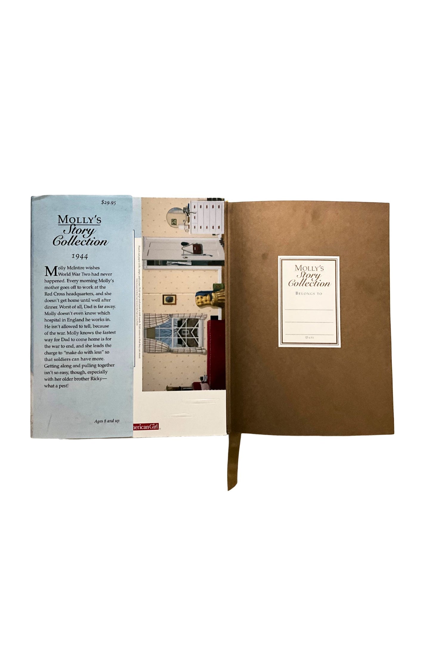 Open book showing the first page on a white background