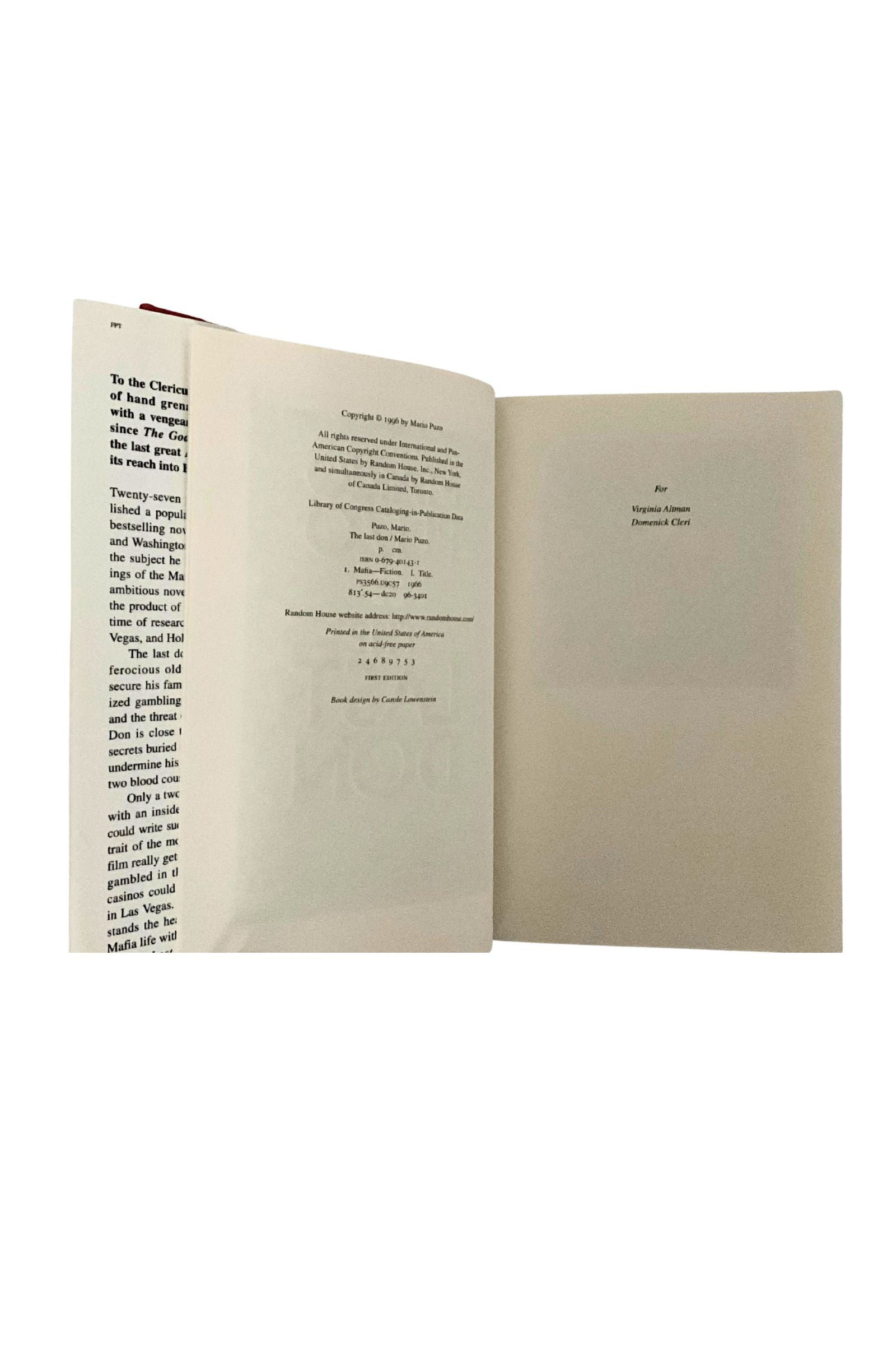 Open book showing the copyright information
 on a white background