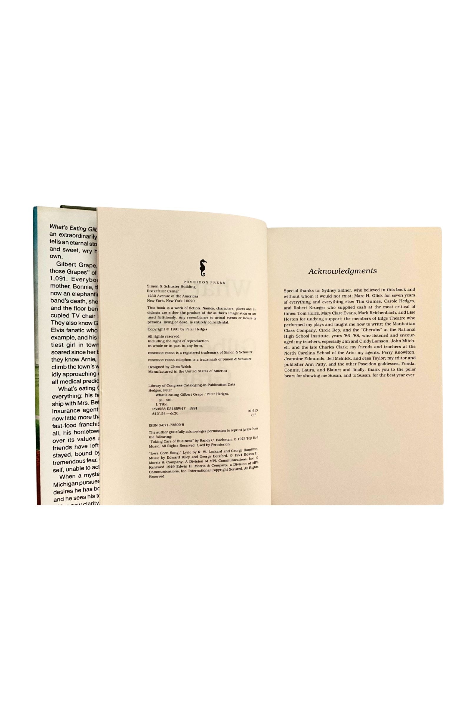 Open book showing the copyright page with text on a white background