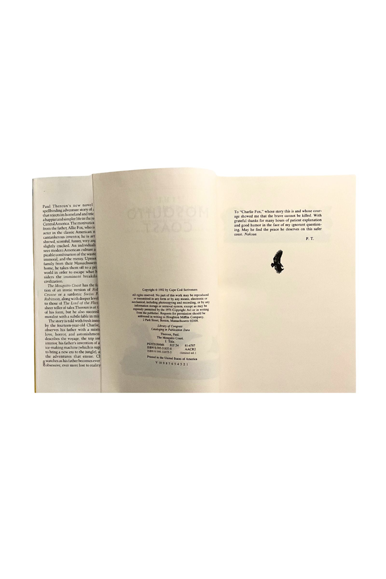 Open book with text and copyright information on a white background