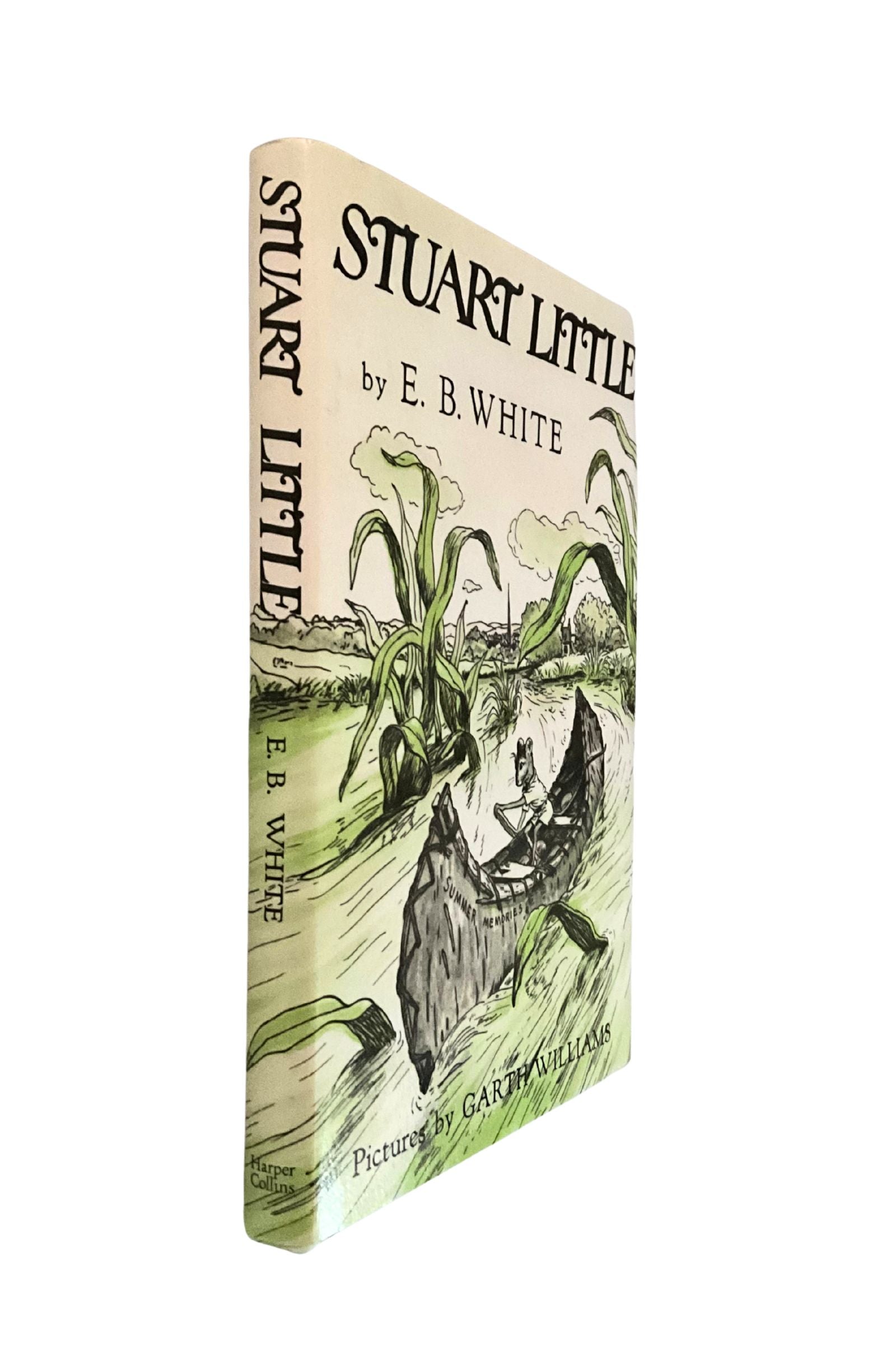 Book cover of 'Stuart Little' by E.B. White with a green and brown illustration on a white background.