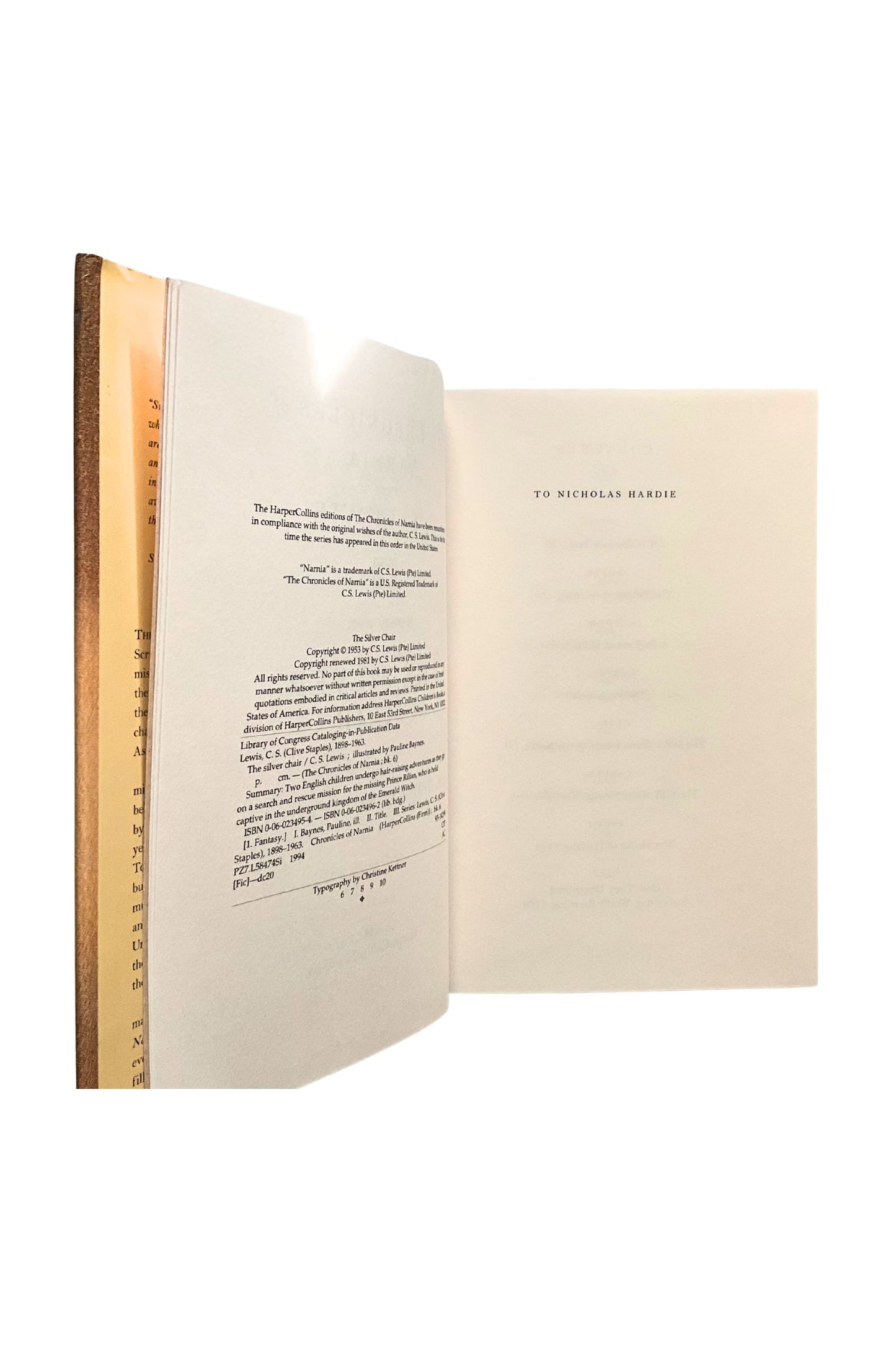 Open book with copyright information on a white background