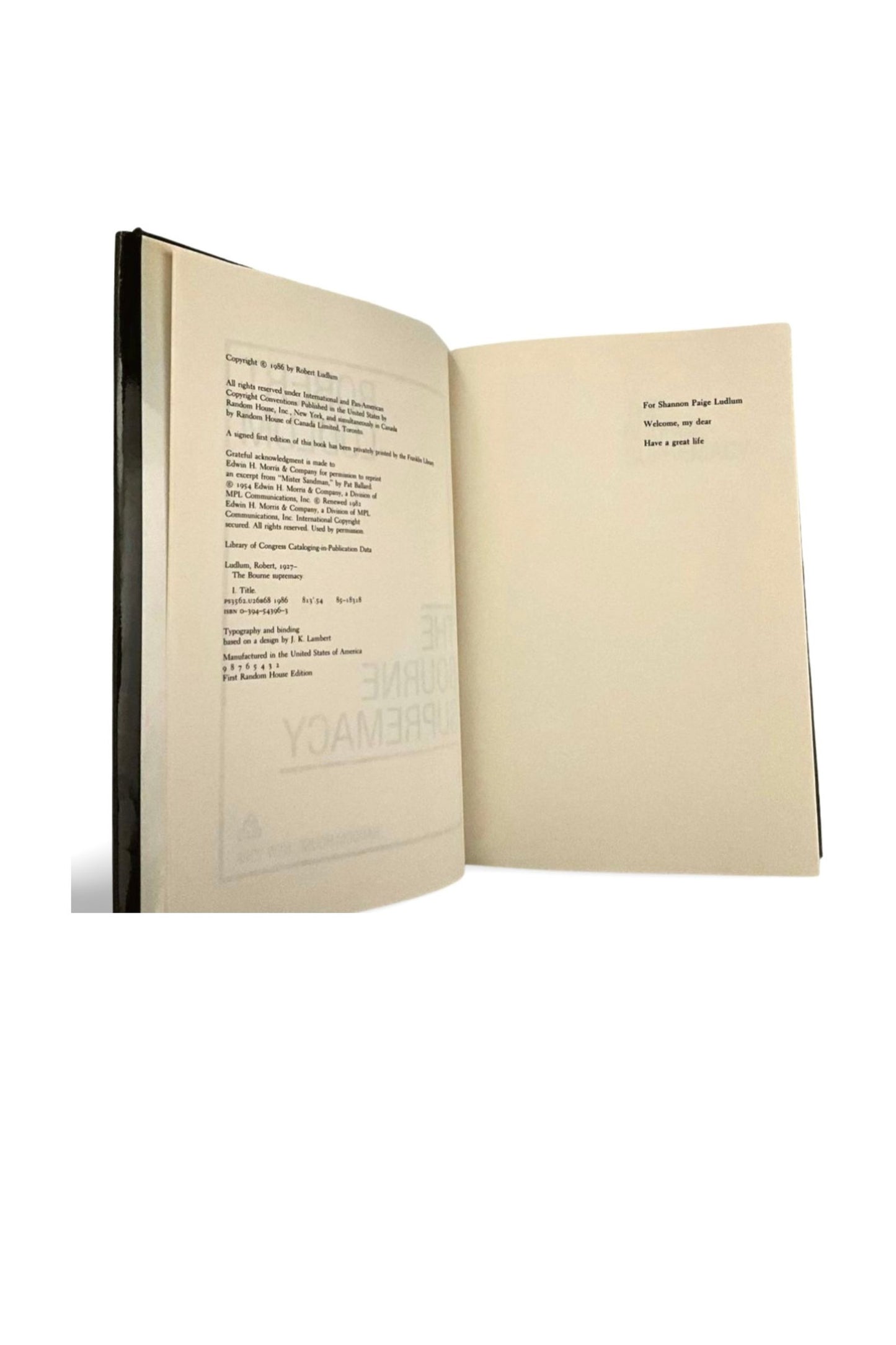 The Bourne Supremacy 1986 First Edition HCDJ